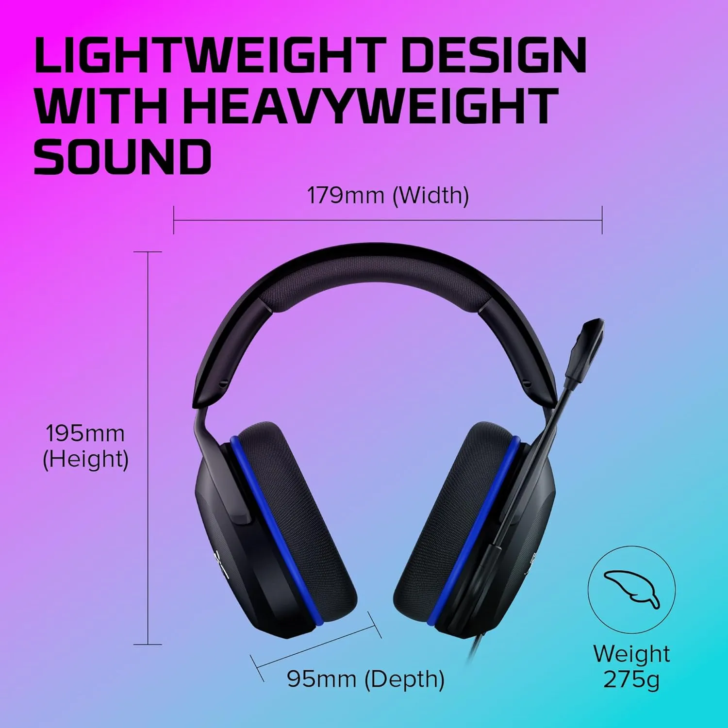 HyperX Cloud Stinger 2 Core - Gaming Headset for Playstation, Lightweight Over-Ear Headset with mic, Swivel-to-Mute Function, 40mm Drivers - Black