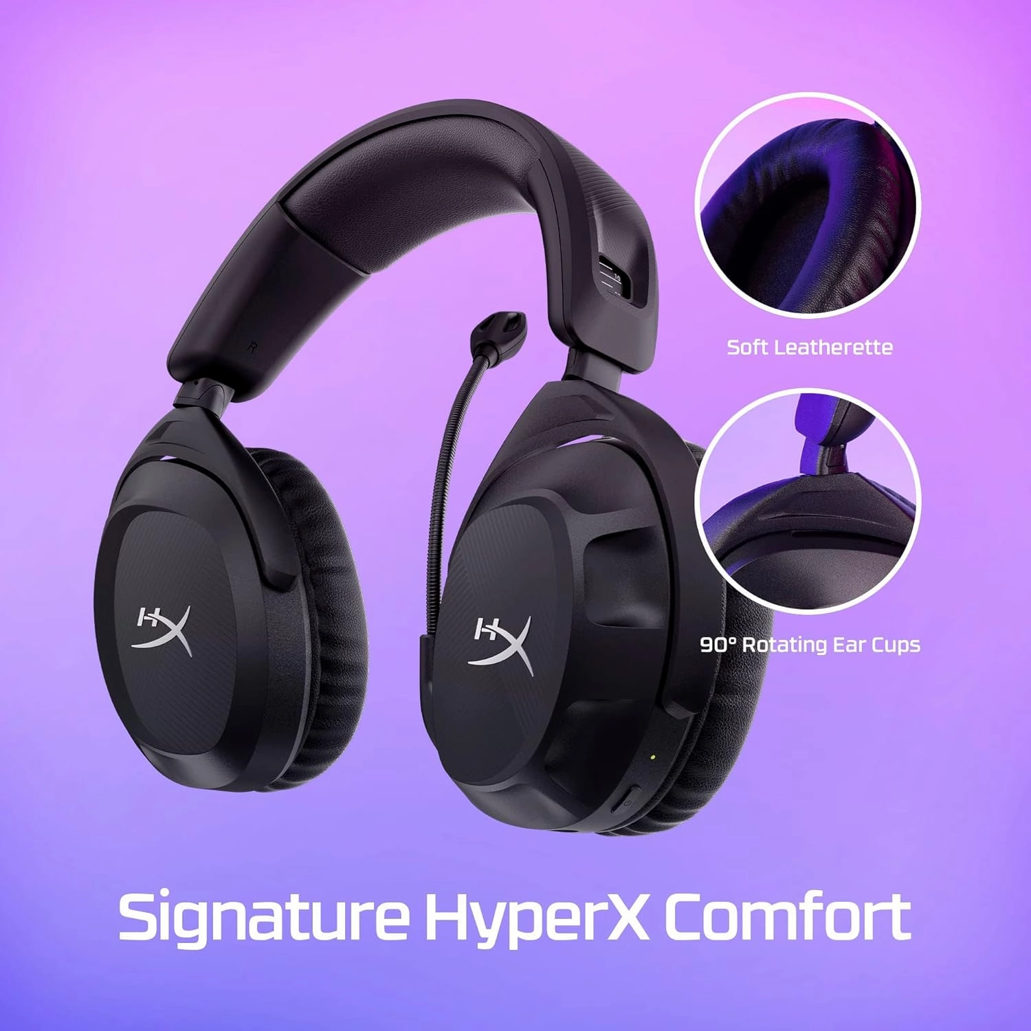 HyperX Cloud Stinger 2 - Wireless Gaming Headset – Compatible with PC. Noise-Cancelling Swivel-to-Mute Microphone, Comfortable Memory Foam, UP to 20 Hours of Battery Life (Renewed)