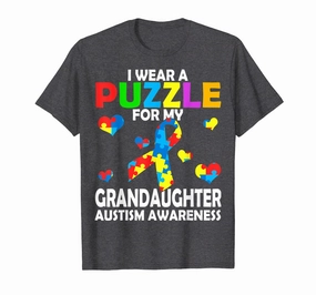 I Wear A Puzzle For My Granddaughter Cute Autism Awareness T-Shirt
