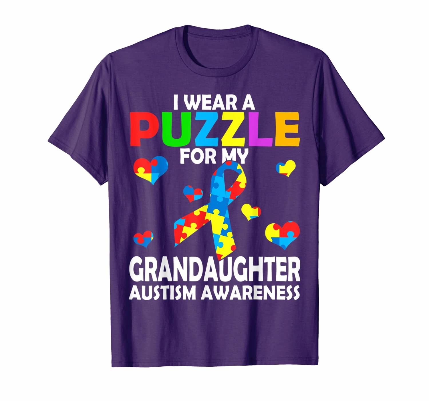 I Wear A Puzzle For My Granddaughter Cute Autism Awareness T-Shirt