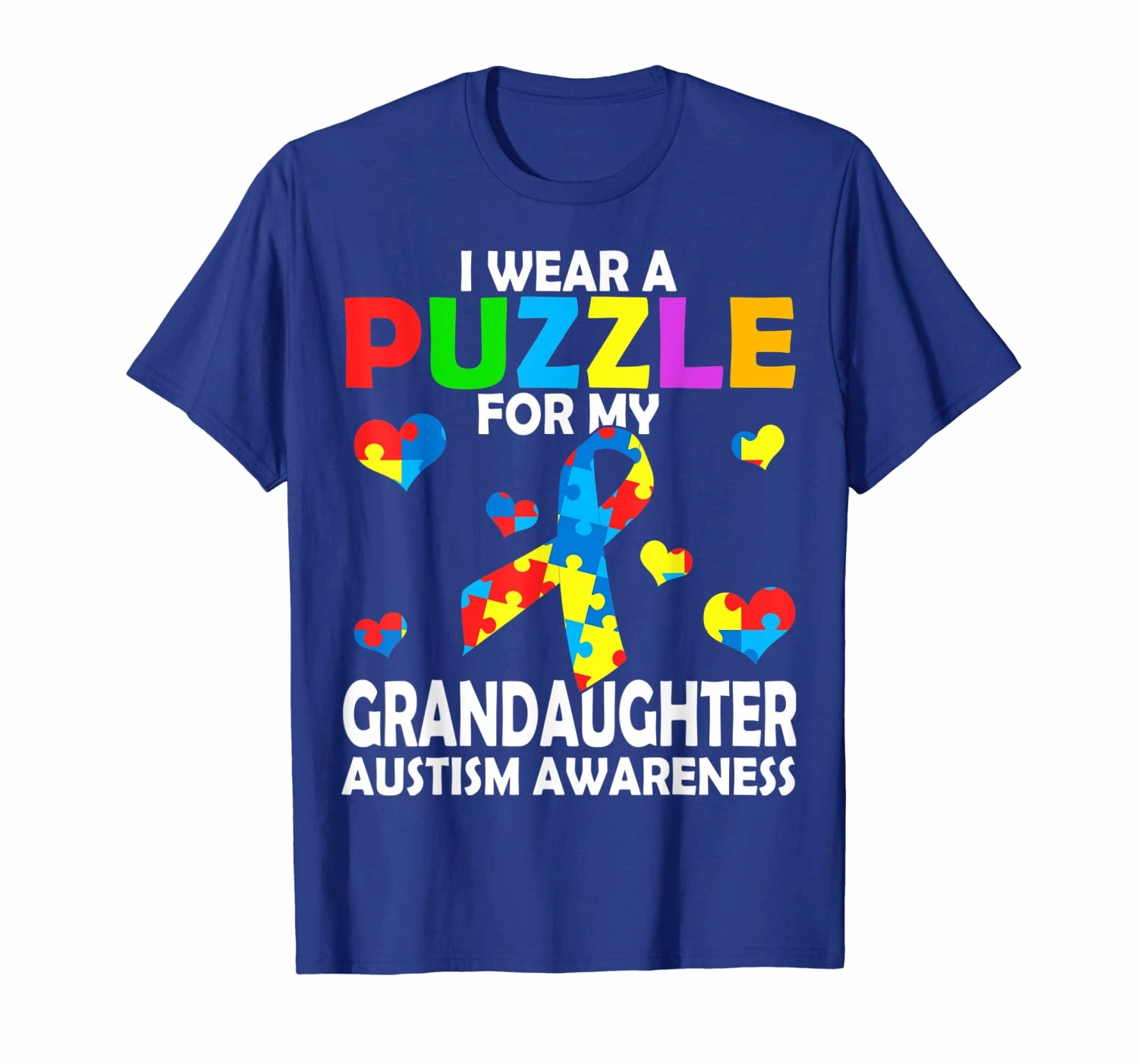 I Wear A Puzzle For My Granddaughter Cute Autism Awareness T-Shirt