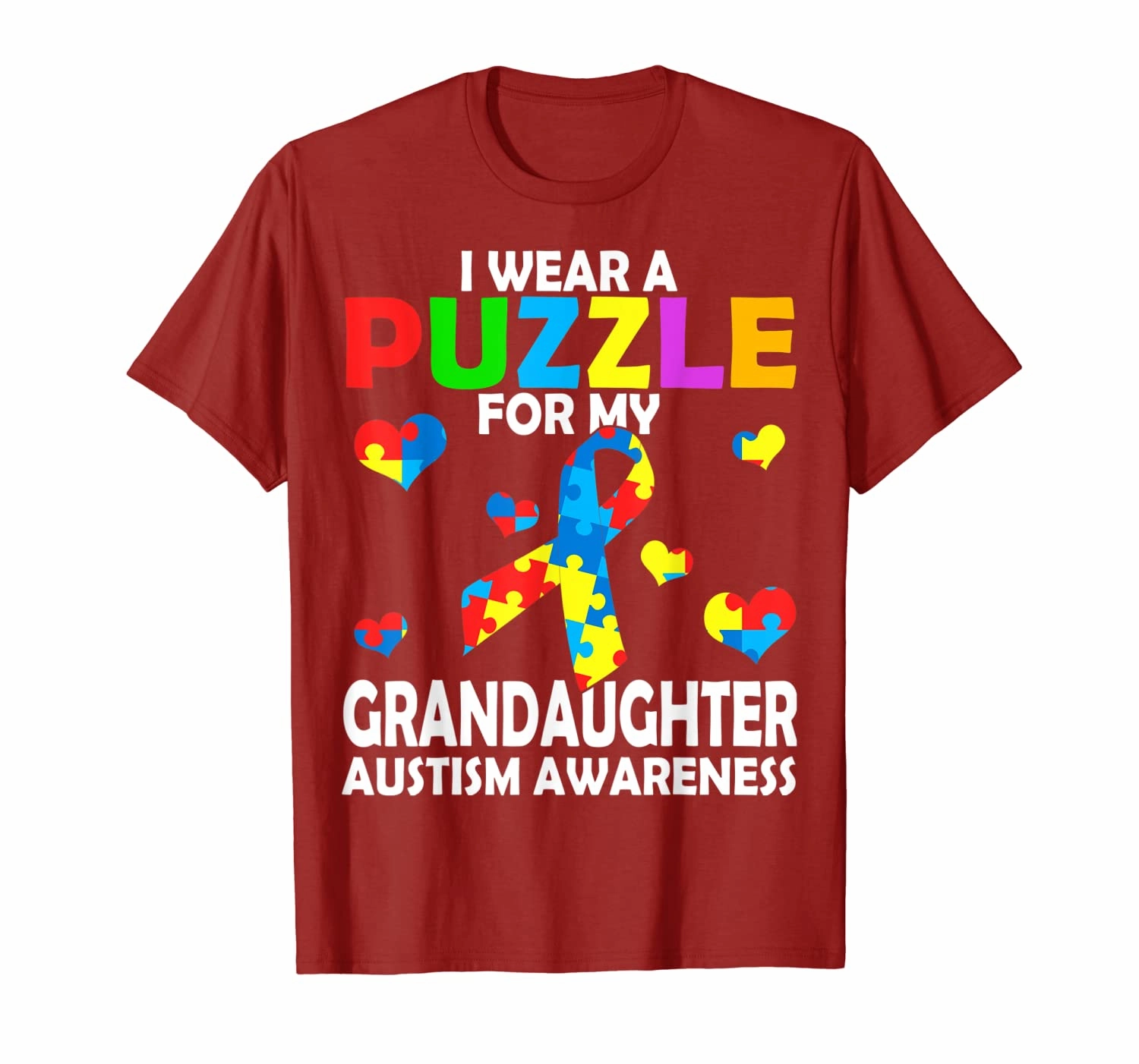 I Wear A Puzzle For My Granddaughter Cute Autism Awareness T-Shirt