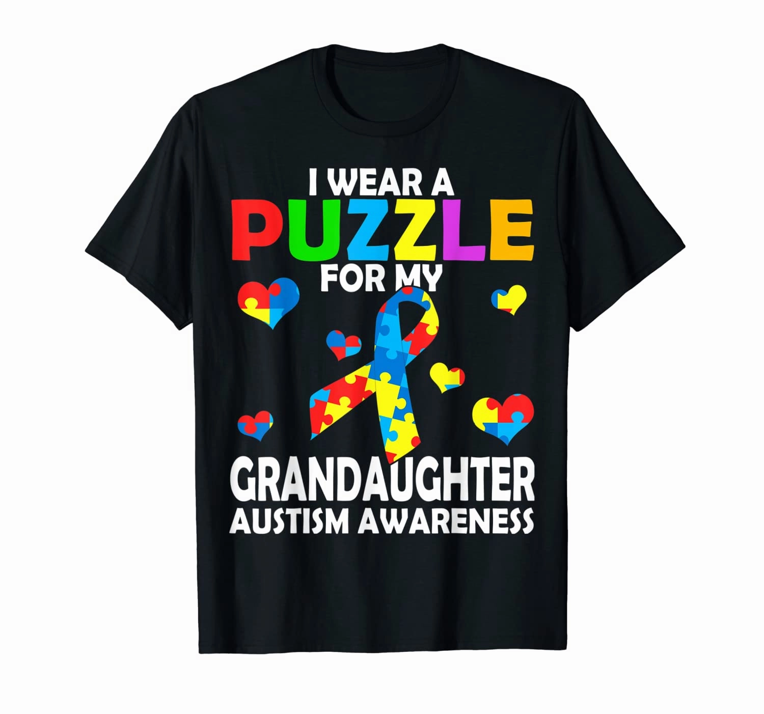 I Wear A Puzzle For My Granddaughter Cute Autism Awareness T-Shirt