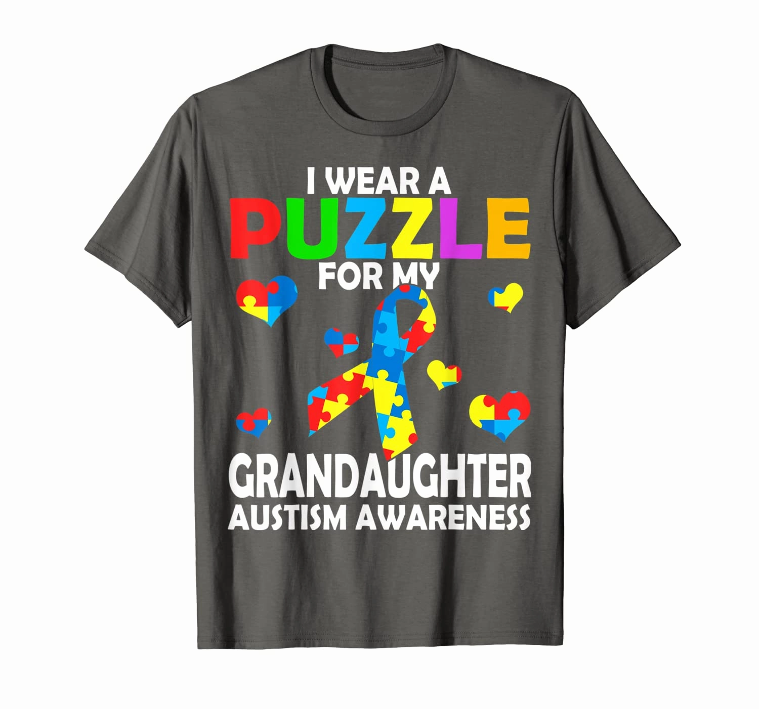 I Wear A Puzzle For My Granddaughter Cute Autism Awareness T-Shirt