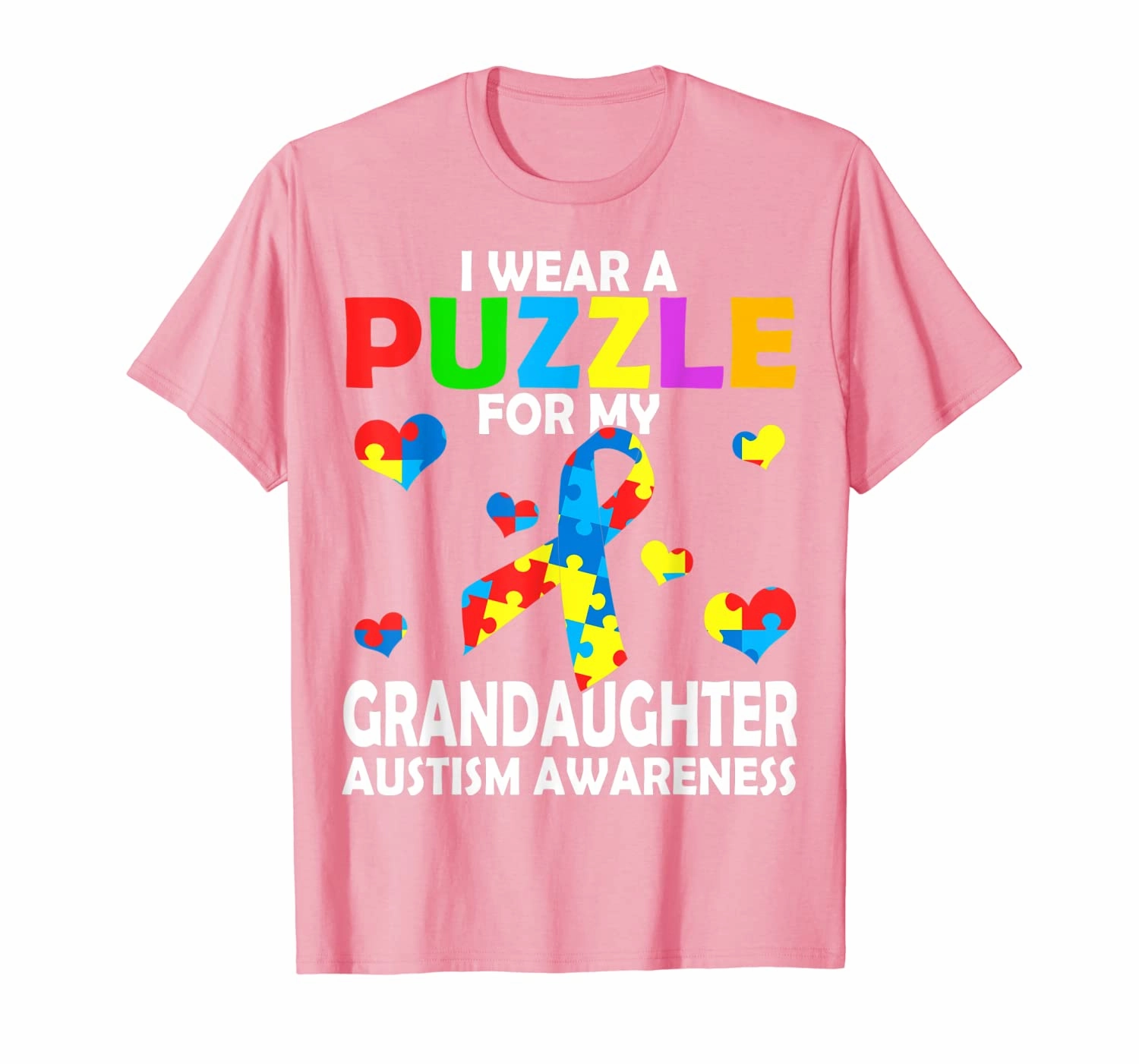 I Wear A Puzzle For My Granddaughter Cute Autism Awareness T-Shirt