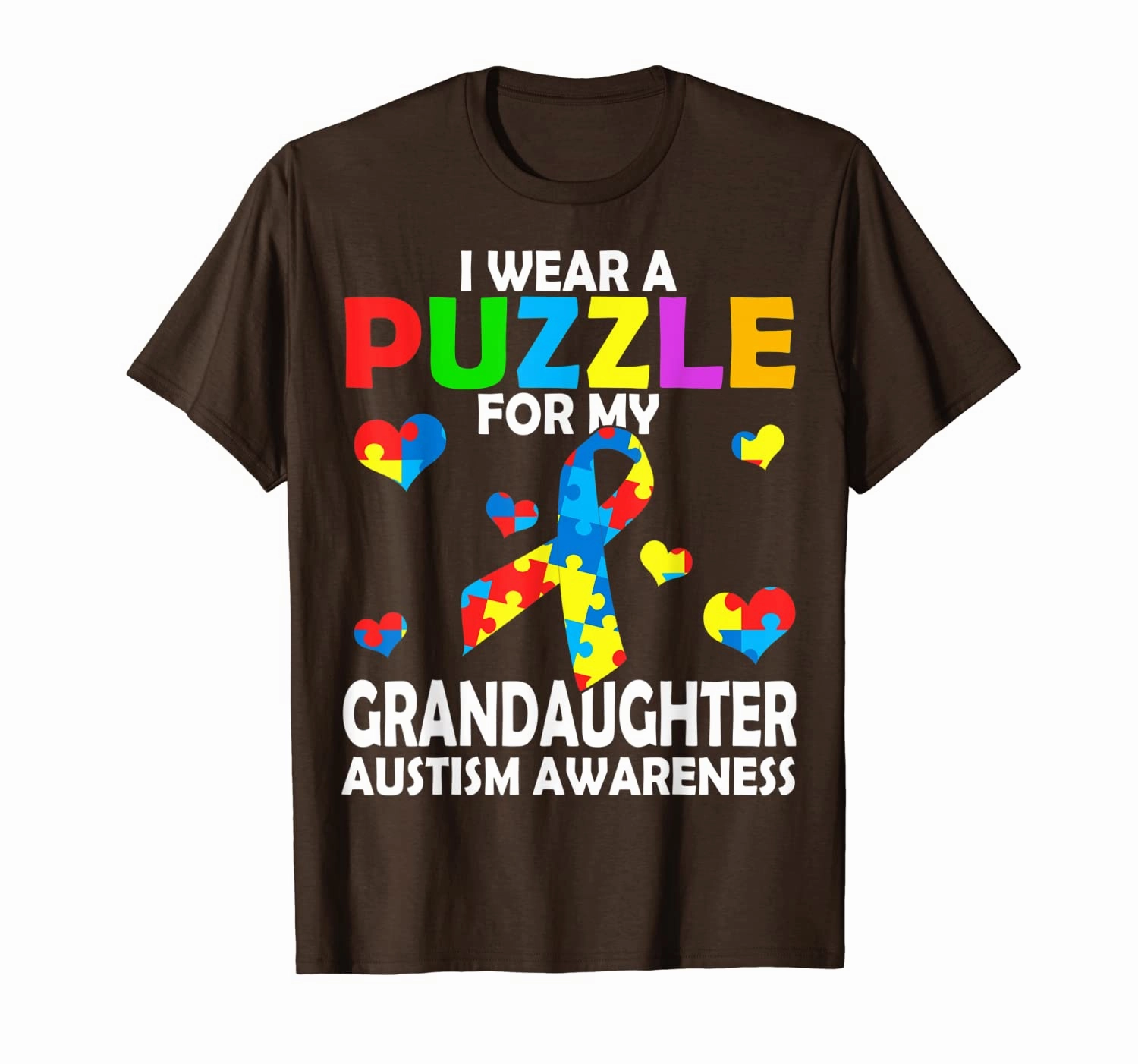 I Wear A Puzzle For My Granddaughter Cute Autism Awareness T-Shirt
