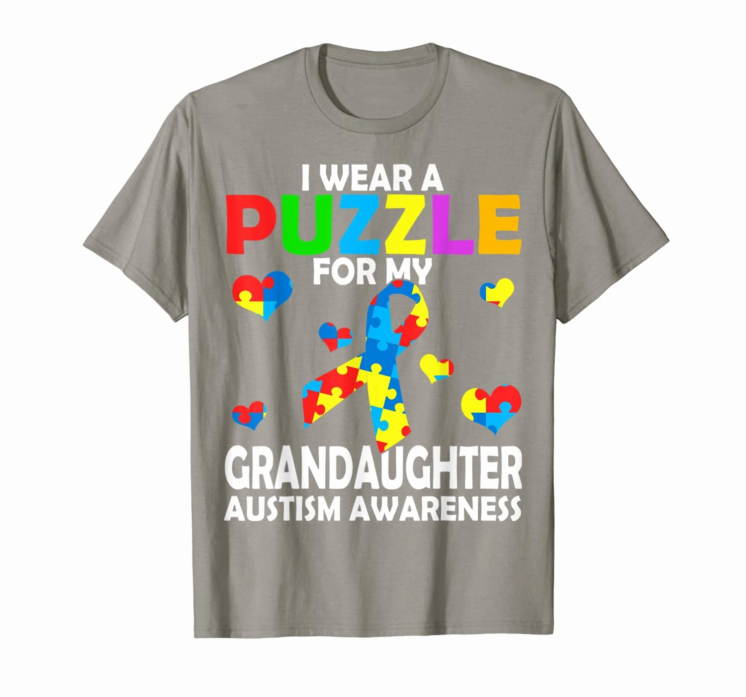 I Wear A Puzzle For My Granddaughter Cute Autism Awareness T-Shirt