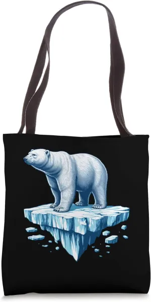 Ice Floe Adventure: Cute Awesome Icy Polar Bear Journey Tote Bag