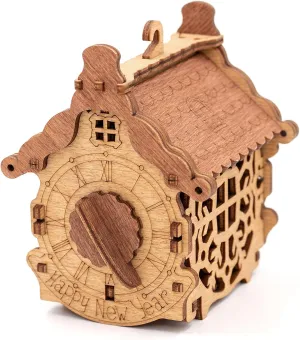 iDventure Happy New Year Treasure Box - Wooden 3D Puzzle with a Secret - Christmas Decoration Tree Toy - Cryptex - Gift Money Box for Cash - Escape Room Game