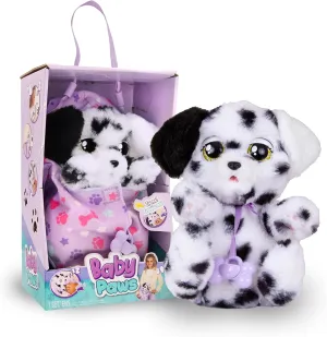 IMC Toys Baby Paws - Dalmatian Puppy with Carrier | Soft and Cuddly Toy Puppy That Make 5 Adorable Sounds for Kids, Ages 4 