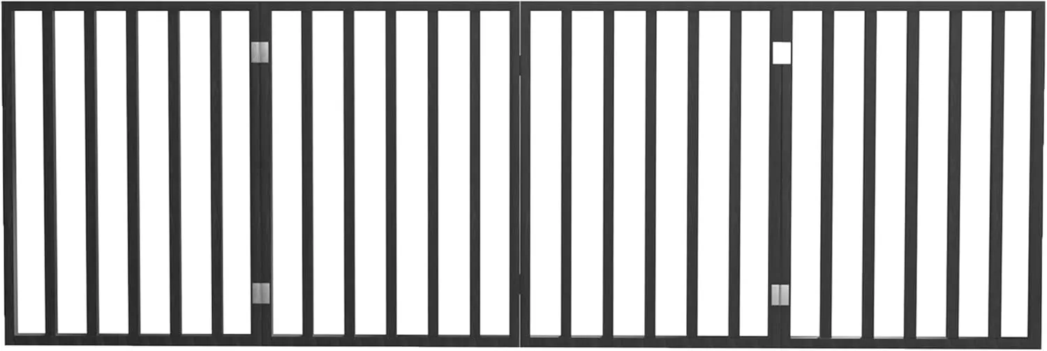 Indoor Pet Gate - 4-Panel Folding Dog Gate for Stairs or Doorways - 72x24-Inch Freestanding Pet Fence for Cats and Dogs by PETMAKER (Black)