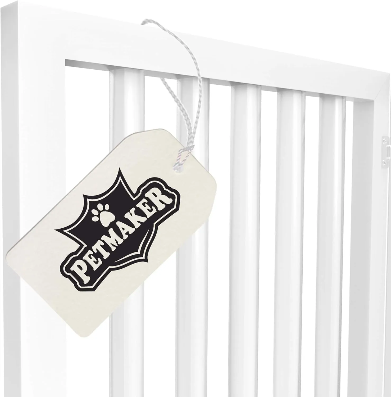 Indoor Pet Gate - 4-Panel Folding Dog Gate for Stairs or Doorways - 73x24-Inch Freestanding Pet Fence for Cats and Dogs by PETMAKER (White)