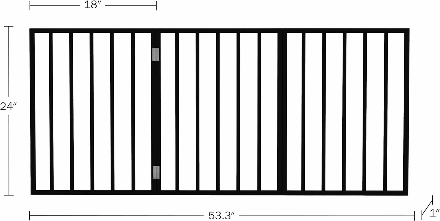 Indoor Pet Gate - 3-Panel Folding Dog Gate for Stairs or Doorways - 54x24-Inch Freestanding Pet Fence for Cats and Dogs by PETMAKER (Black)