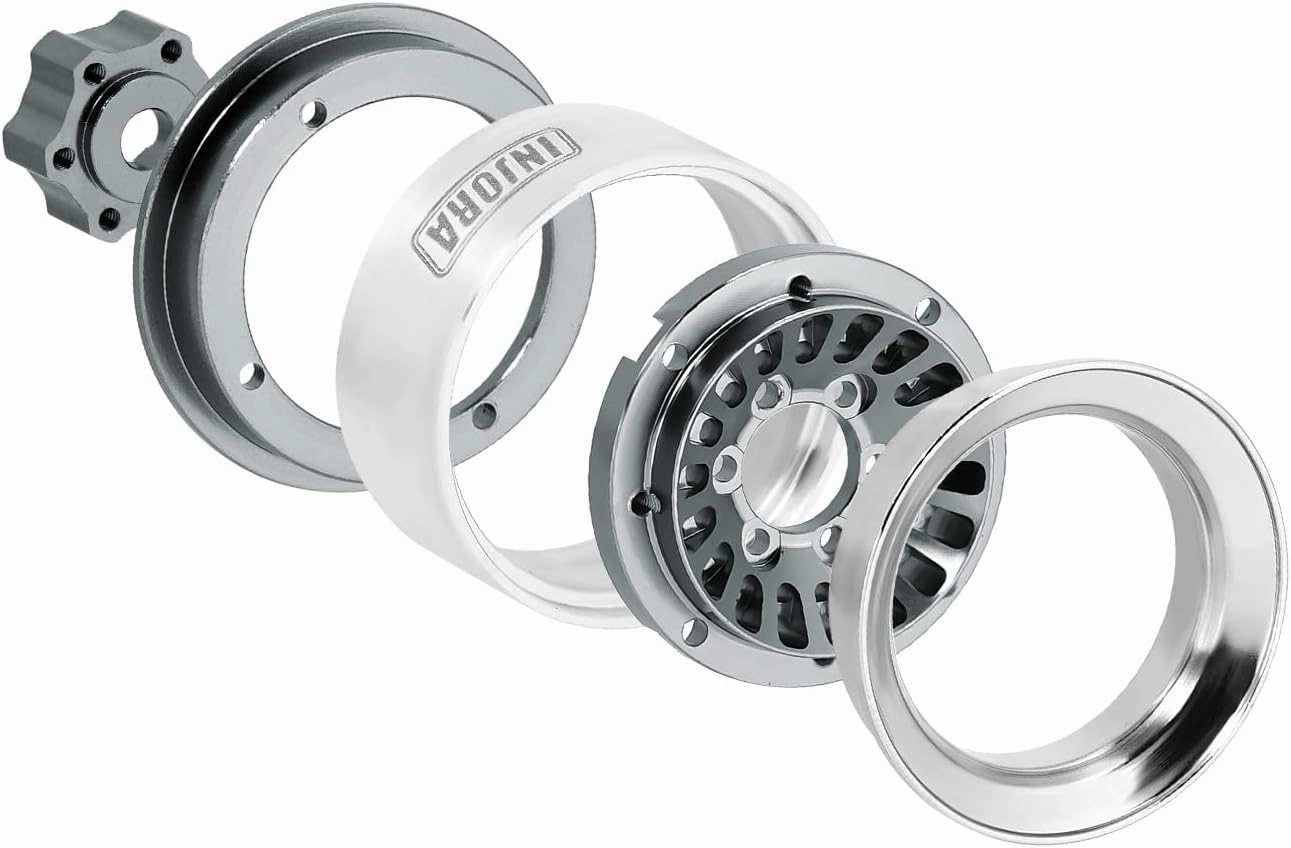 INJORA CNC Aluminium 1.0" Beadlock Wheel Rim for 1/18 1/24 RC Crawler (Grey)