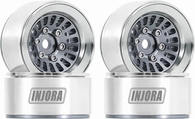 INJORA CNC Aluminium 1.0" Beadlock Wheel Rim for 1/18 1/24 RC Crawler (Grey)