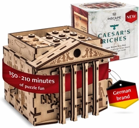 INSCAPE Caesar´s Riches Puzzle Box - Cluebox - Wooden Escape Room in A Box for Adults - Mind Puzzles - Puzzle Boxes with Hidden Compartments - Birthday Gift Gadget for Men and Women