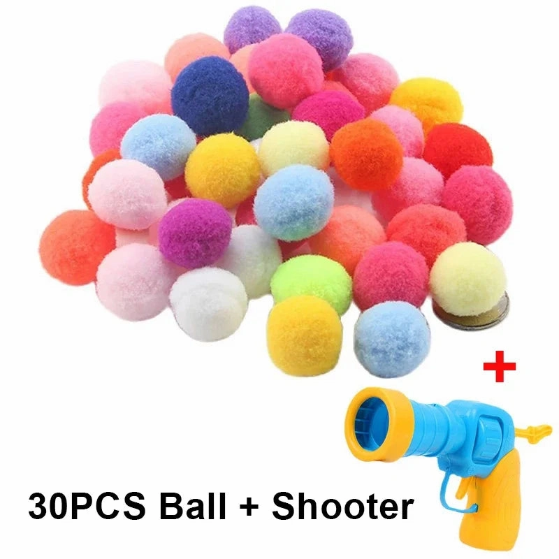 Interactive Cat Toy Gun with Plush Ball Launcher