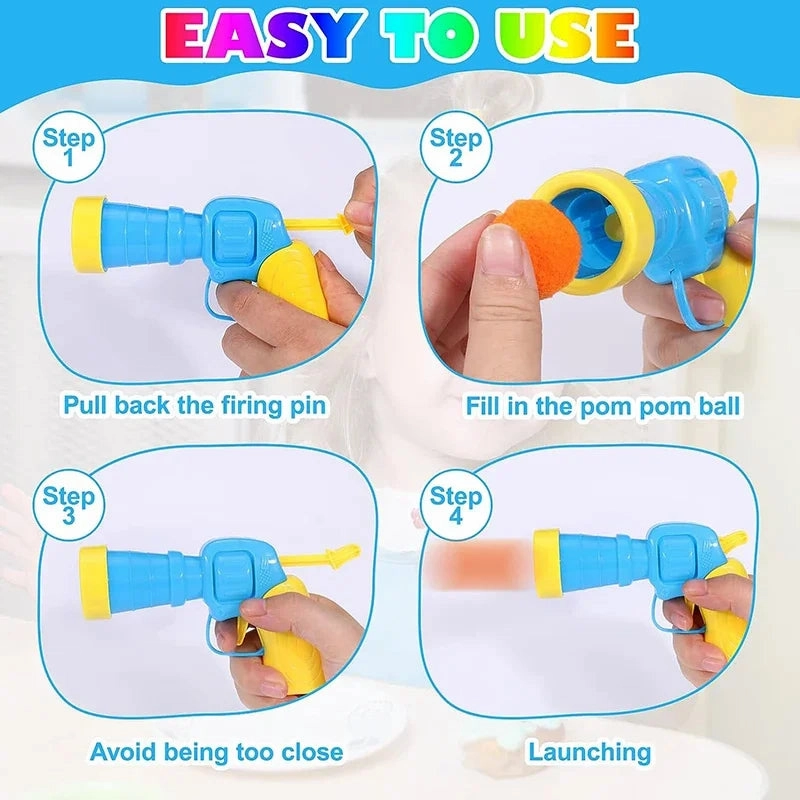 Interactive Cat Toy Gun with Plush Ball Launcher