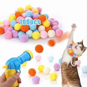 Interactive Cat Toy Gun with Plush Ball Launcher