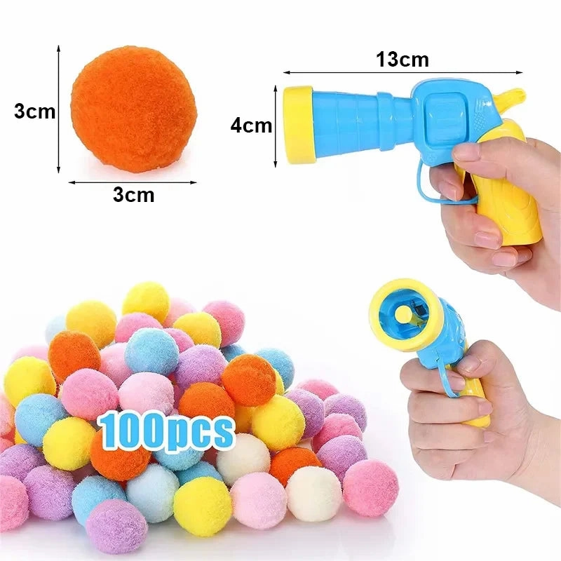 Interactive Cat Toy Gun with Plush Ball Launcher