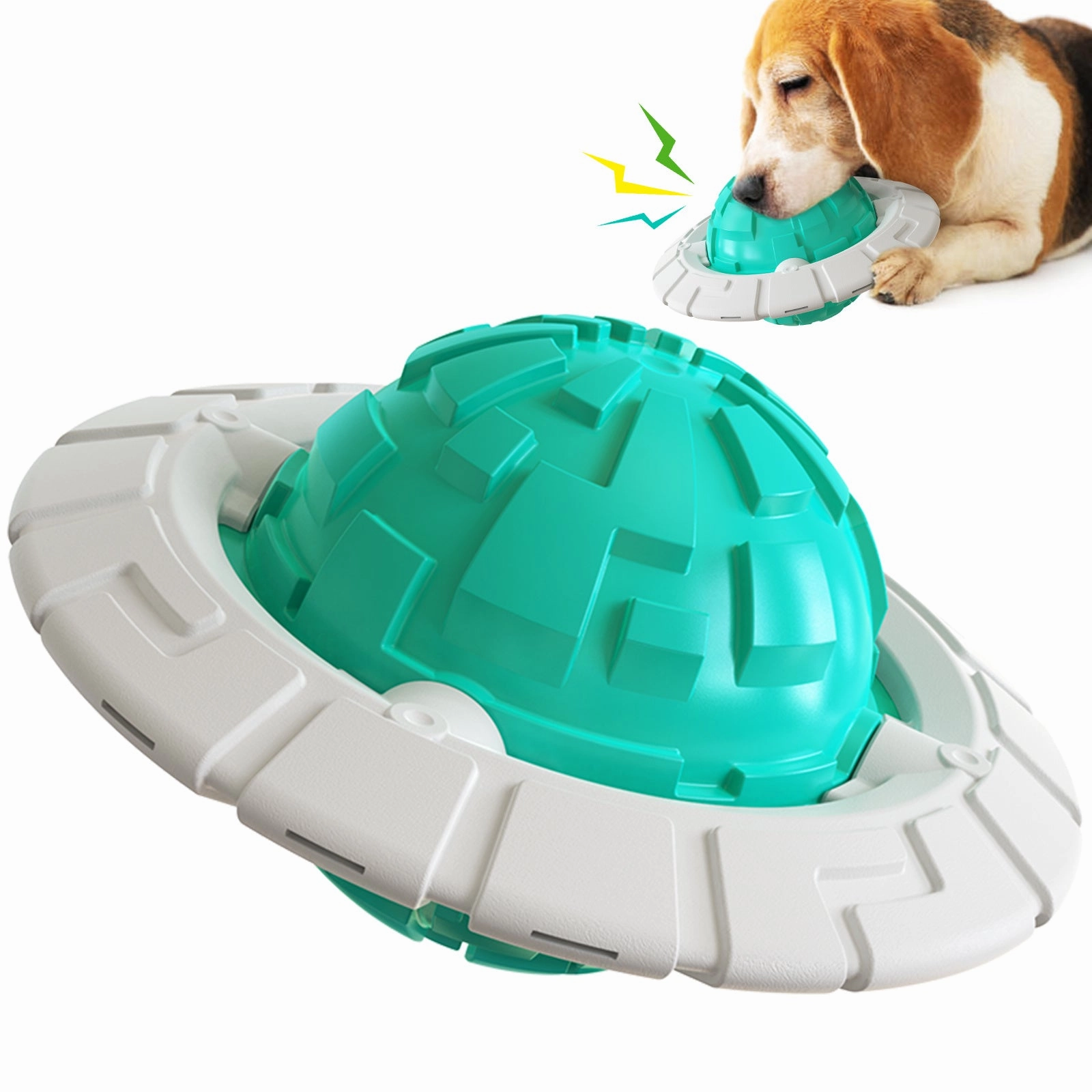 Interactive Flying Saucer Dog Toothbrush Toy