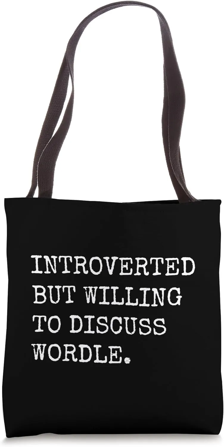 Introverted But Willing To Discuss Wordle Word Puzzle Game Tote Bag