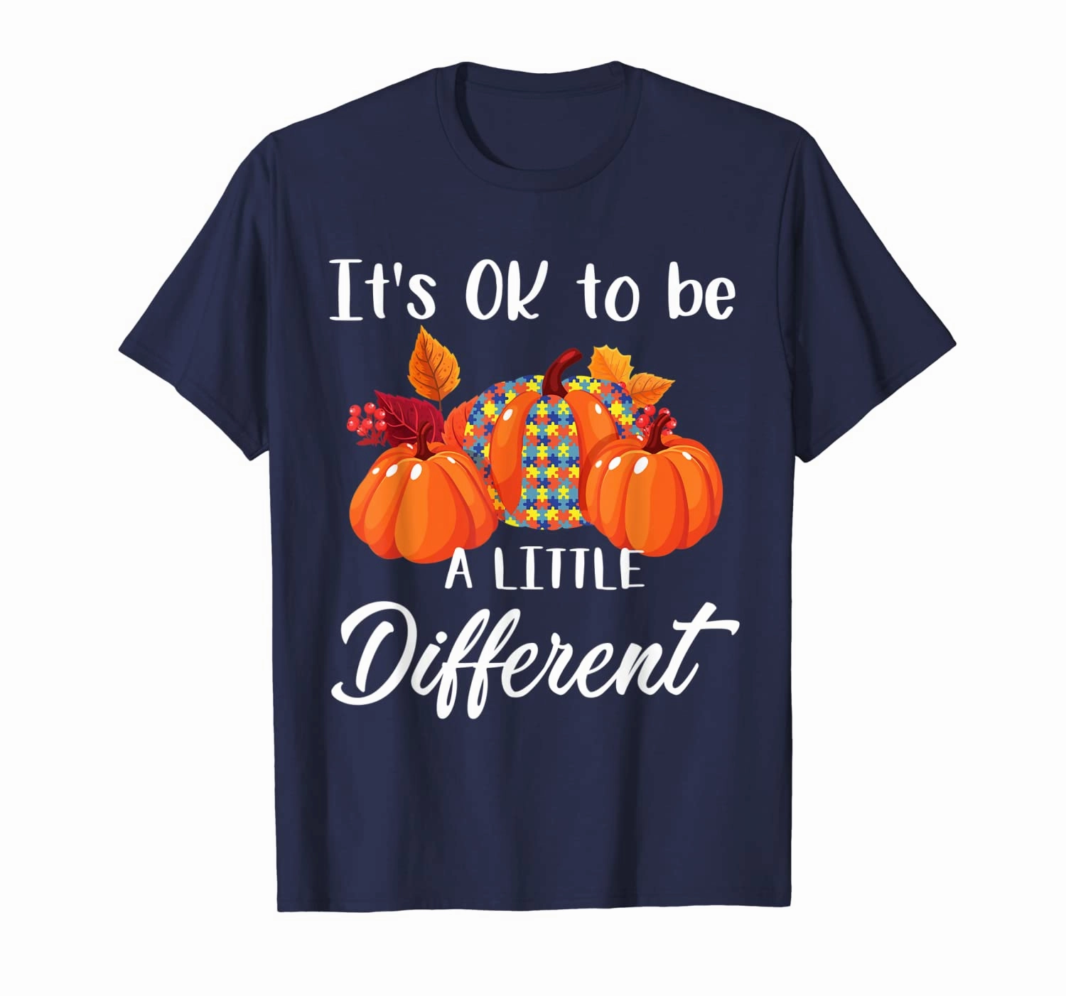It's Ok To Be A Little Different Pumpkin Autism Awareness T-Shirt