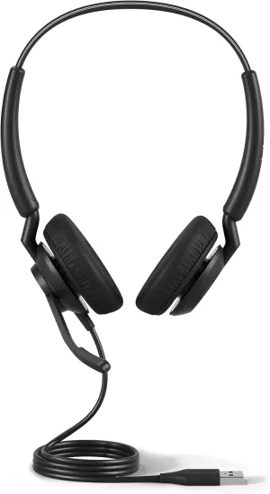 Jabra Engage 40 Wired Stereo Headset with Inline Call Control - Noise-Cancelling 2-Mic Technology, and USB-A Cable - Works With All Leading Unified Communications Platforms Such As Zoom, Unify - Black