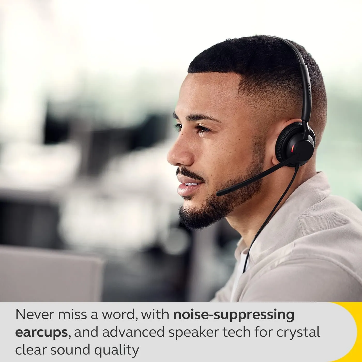 Jabra Engage 40 Wired Stereo Headset with Inline Call Control - Noise-Cancelling 2-Mic Technology, and USB-A Cable - Works With All Leading Unified Communications Platforms Such As Zoom, Unify - Black