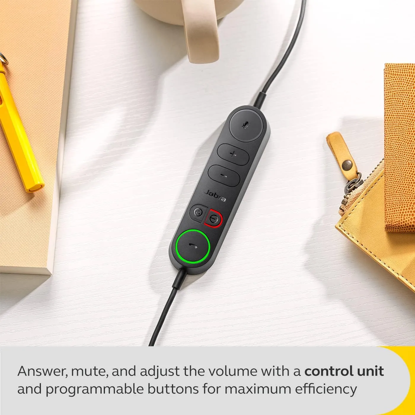 Jabra Engage 40 Wired Stereo Headset with Inline Call Control - Noise-Cancelling 2-Mic Technology, and USB-A Cable - Works With All Leading Unified Communications Platforms Such As Zoom, Unify - Black