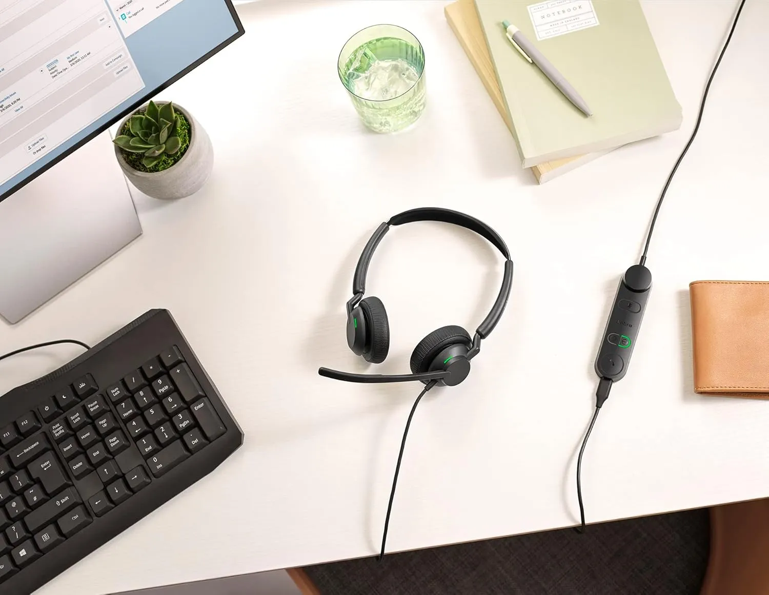 Jabra Engage 50 II Wired Stereo Headset with Link Call Control - Noise-Cancelling 3-Mic Technology and USB-C Cable, Ultra-Lightweight - MS Teams Certified, Works with All Other Platforms - Black