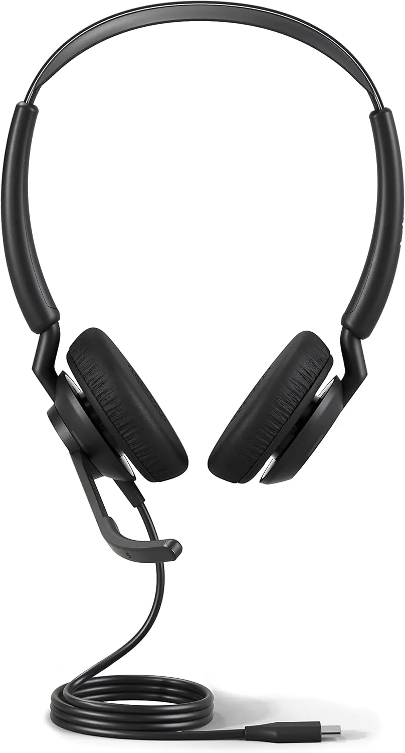 Jabra Engage 50 II Wired Stereo Headset with Link Call Control - Noise-Cancelling 3-Mic Technology and USB-C Cable, Ultra-Lightweight - MS Teams Certified, Works with All Other Platforms - Black
