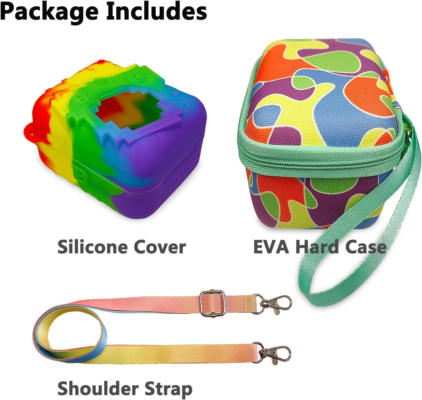 JCHPINE Hard Carrying Case and Silicone Cover for Bitzee Disney Interactive Toy Digital Pet, Protective Case for Bitzee Disney Virtual Electronic Pets Accessories (Multicolor)