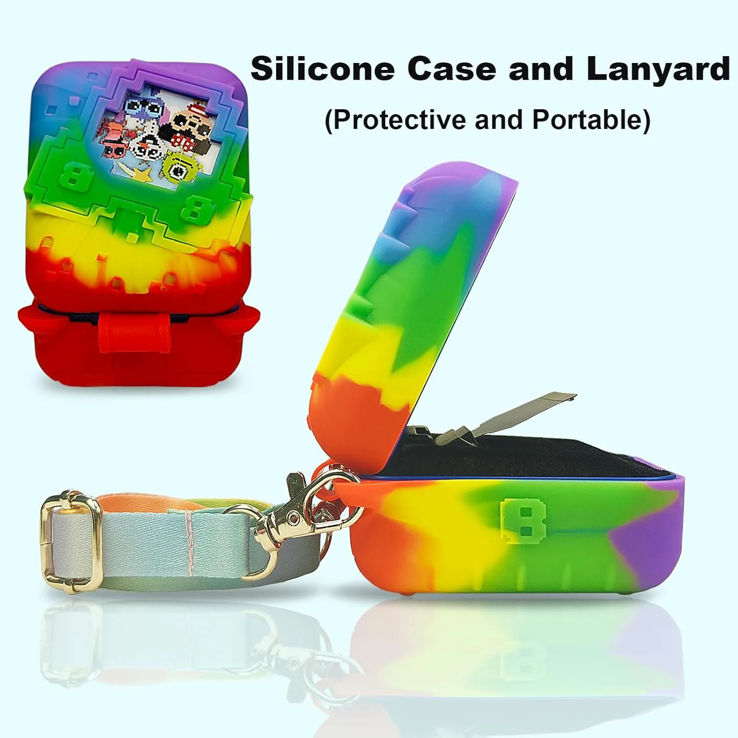 JCHPINE Hard Carrying Case and Silicone Cover for Bitzee Disney Interactive Toy Digital Pet, Protective Case for Bitzee Disney Virtual Electronic Pets Accessories (Multicolor)