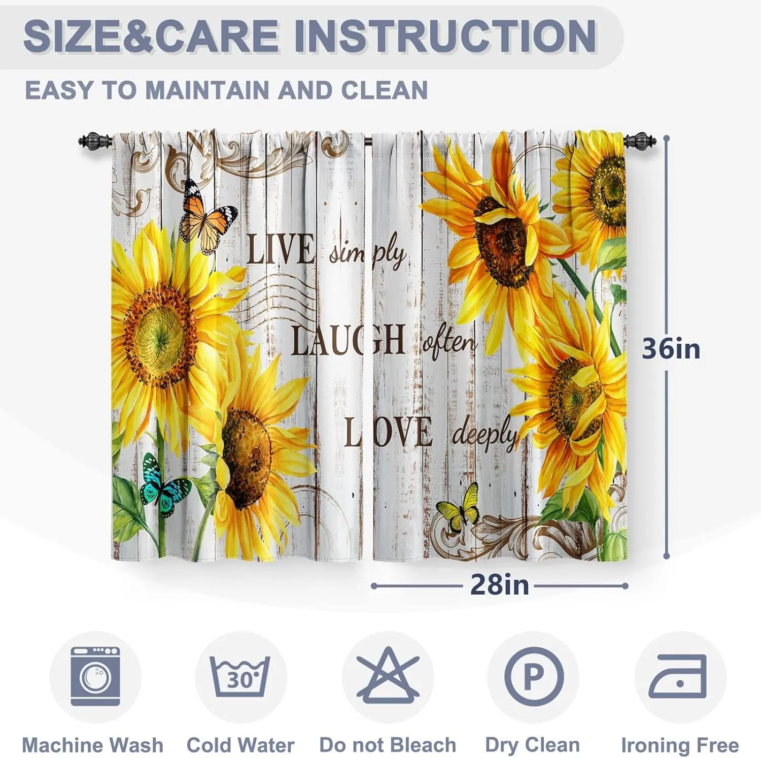 Jekeno Retro Wooden Farmhouse Kitchen Curtains: Rustic Lodge Bear Moose Deer Short Cafe Curtains Decor for Living Room Tier Curtains for Bathroom Rod Pocket Window Drapes 36Inch Length 2 Panels Set