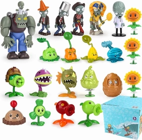 JHESAO 22PCS Plants and Zombies Toys Action Figures PVZ Toys Set 1 2 Series Great Gifts for Kids and Fans, Birthday and Christmas Party New