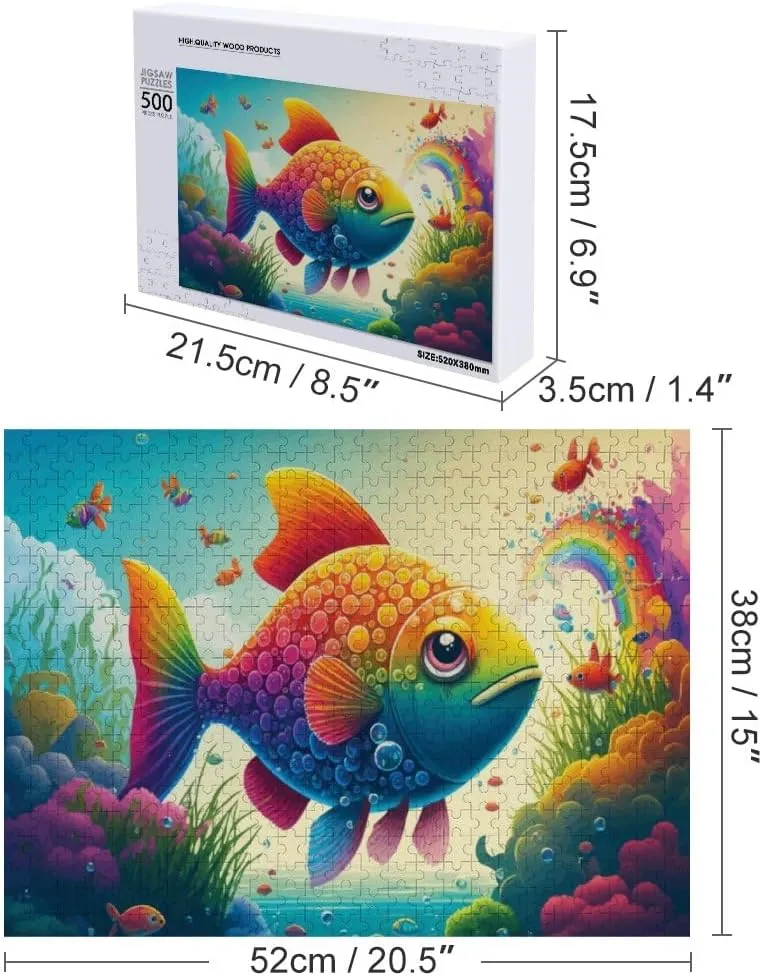 Jigsaw Puzzle 1000 Pieces Colorful Fish Rainbow Aquarium Puzzles for Adults Creative Gift Puzzles Funny Family Games Multiple Size
