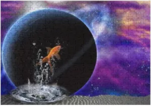 Jigsaw Puzzle 1000 Pieces Fish Leap Dark Planet in Vivid Space Puzzles for Adults Teens and Kids Creative Gift Puzzles Funny Family Games Multiple Size