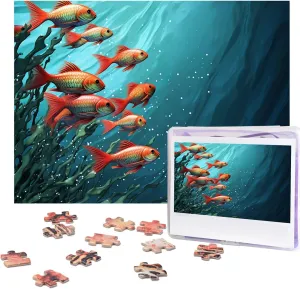 Jigsaw Puzzle for Adults 500 Piece Funny Challenging Puzzles Fish Aquarium Picture Jigsaw Wooden Puzzle Artwork Family Game Puzzle for Birthday 20.4" x 15"