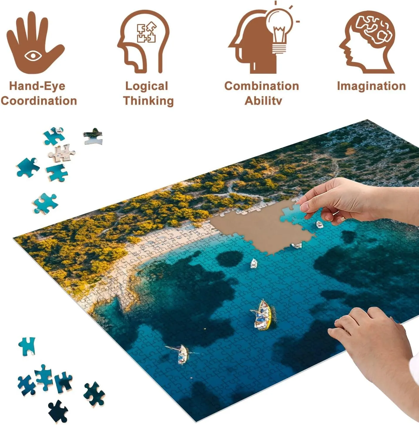 Jigsaw Puzzles 1000 Pieces for Adult Aerial View Aquarium Bay Puzzle Game for Family Wooden Puzzle Toy Educational Games Puzzles for Home Decor