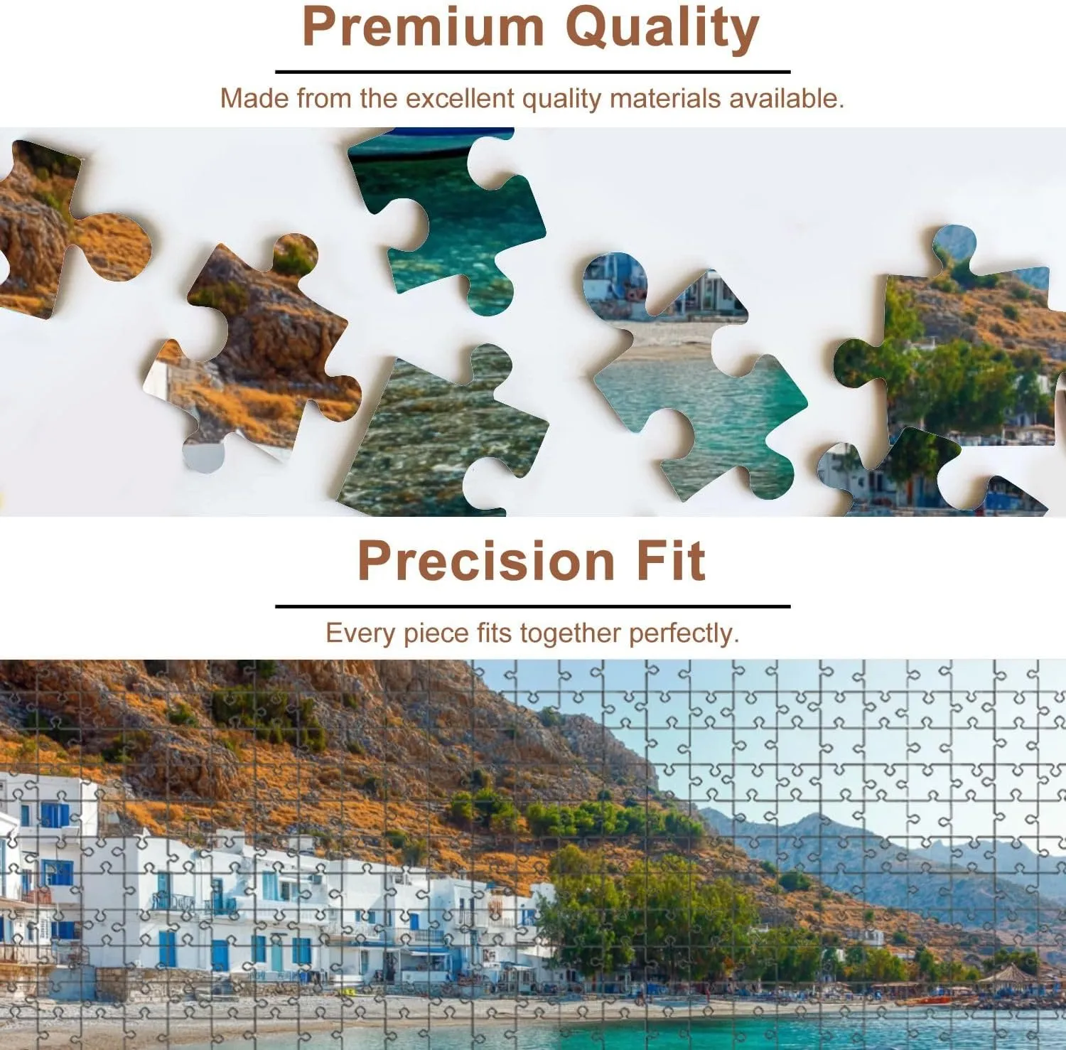 Jigsaw Puzzles 1000 Pieces for Adult Fishing Boat Scenic Village Loutro Crete Greece Puzzle Game for Family Wooden Puzzle Toy Educational Games Puzzles for Home Decor