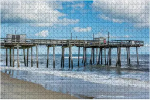 Jigsaw Puzzles 1000 Pieces for Adult Fishing pier Atlantic Ocean Margate City New Jersey Puzzle Game for Family Wooden Puzzle Toy Educational Games Puzzles for Home Decor