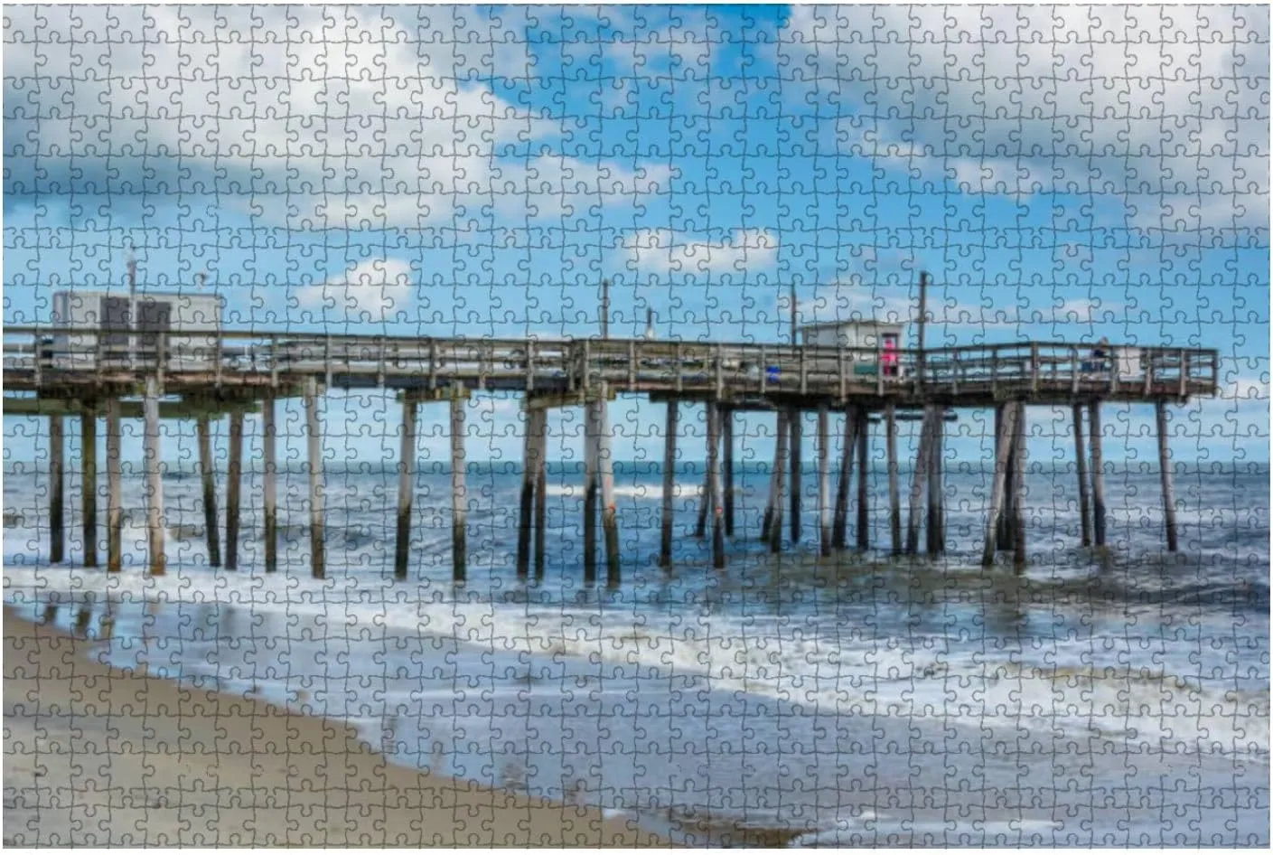 Jigsaw Puzzles 1000 Pieces for Adult Fishing pier Atlantic Ocean Margate City New Jersey Puzzle Game for Family Wooden Puzzle Toy Educational Games Puzzles for Home Decor