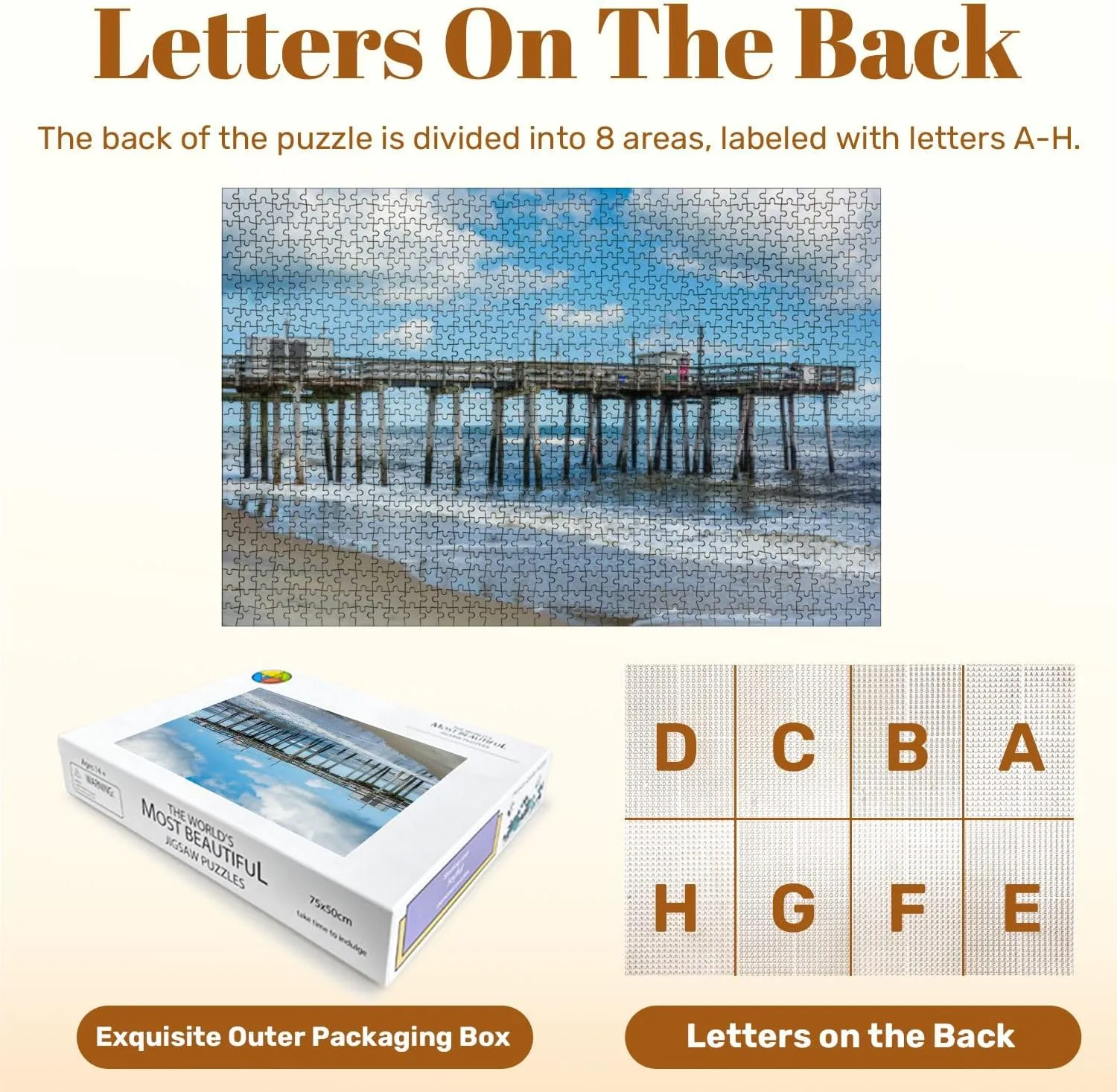 Jigsaw Puzzles 1000 Pieces for Adult Fishing pier Atlantic Ocean Margate City New Jersey Puzzle Game for Family Wooden Puzzle Toy Educational Games Puzzles for Home Decor