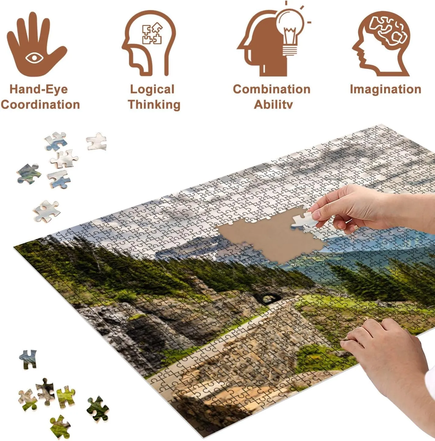 Jigsaw Puzzles 1000 Pieces for Adult Glacier National Park Puzzle Game for Family Wooden Puzzle Toy Educational Games Puzzles for Home Decor