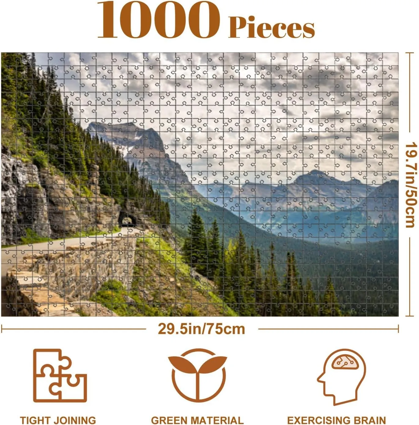 Jigsaw Puzzles 1000 Pieces for Adult Glacier National Park Puzzle Game for Family Wooden Puzzle Toy Educational Games Puzzles for Home Decor