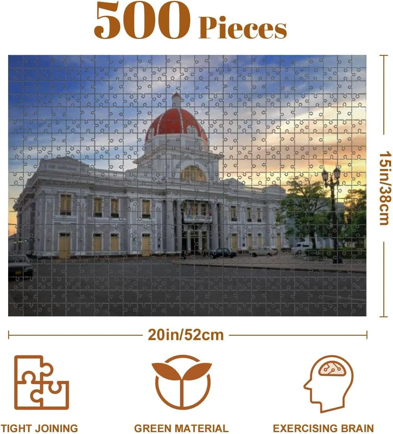 Jigsaw Puzzles 500 Pieces for Adult Cienfuegos City Hall Cuba Puzzle Game for Family Wooden Puzzle Toy Educational Games Puzzles for Home Decor