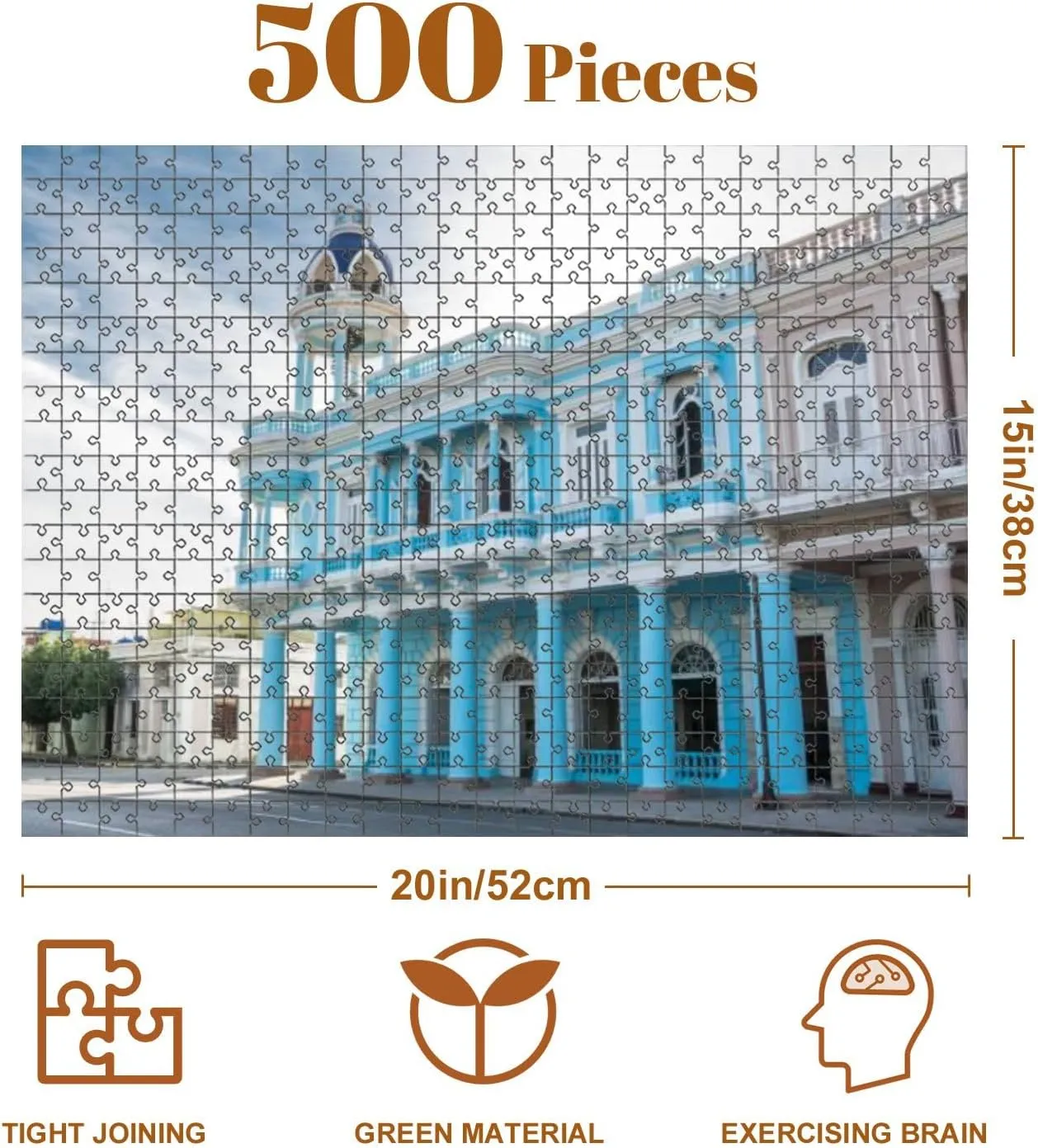 Jigsaw Puzzles 500 Pieces for Adult Colonial Cienfuegos Sighting Tower Cuba Puzzle Game for Family Wooden Puzzle Toy Educational Games Puzzles for Home Decor