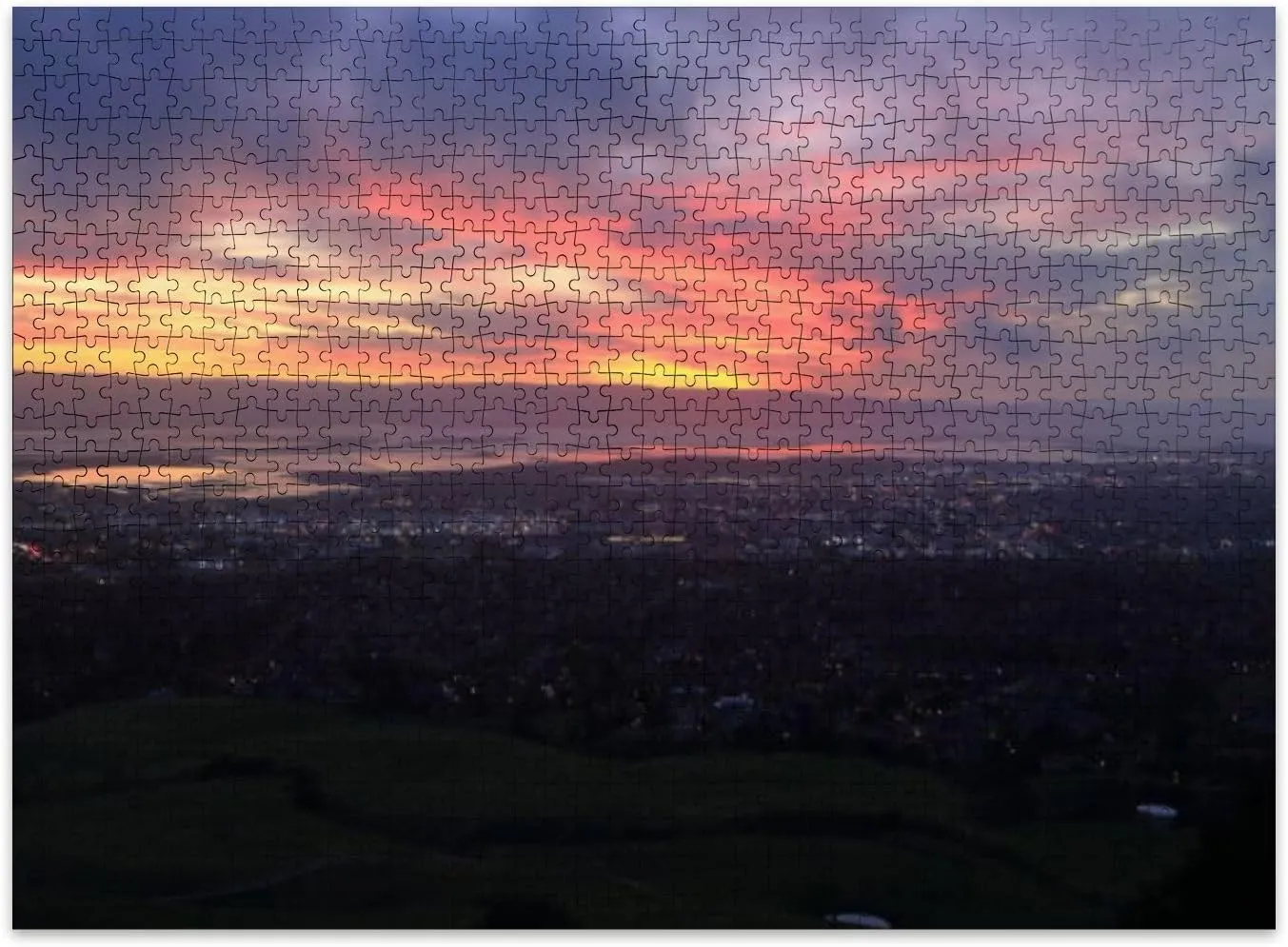 Jigsaw Puzzles 500 Pieces for Adult Downtown San Jose Lights East Bay Twilight Fremont California Puzzle Game for Family Wooden Puzzle Toy Educational Games Puzzles for Home Decor