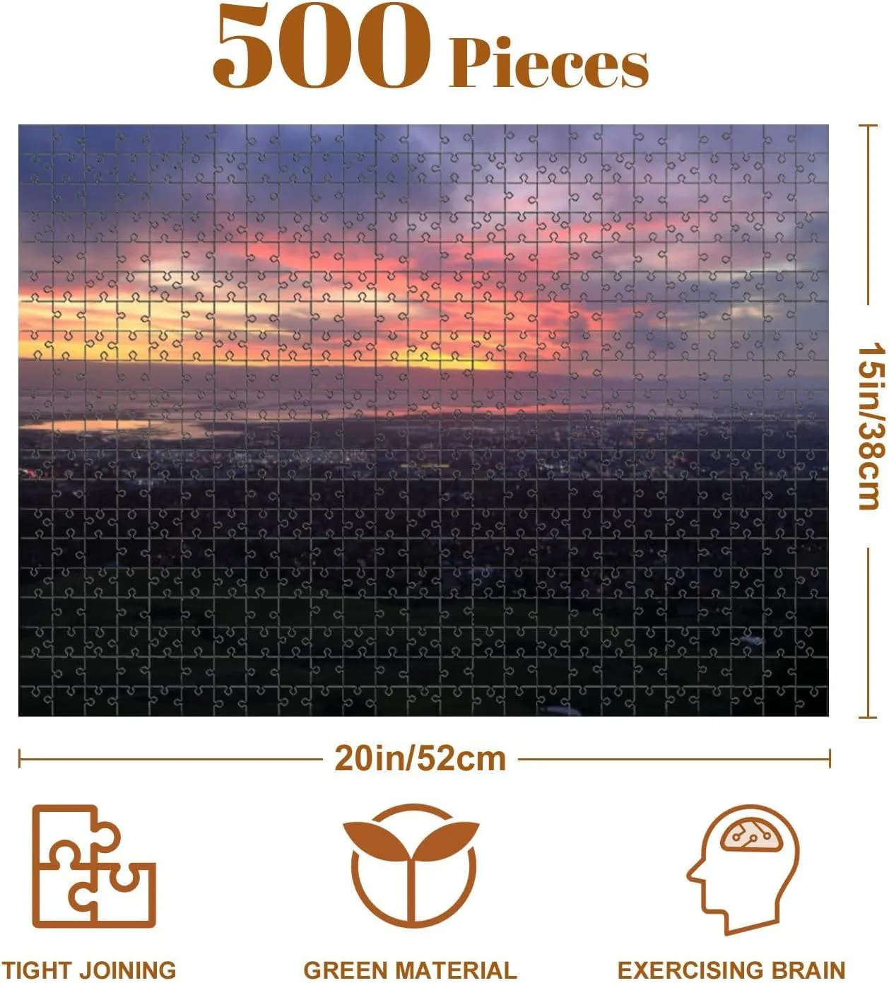 Jigsaw Puzzles 500 Pieces for Adult Downtown San Jose Lights East Bay Twilight Fremont California Puzzle Game for Family Wooden Puzzle Toy Educational Games Puzzles for Home Decor